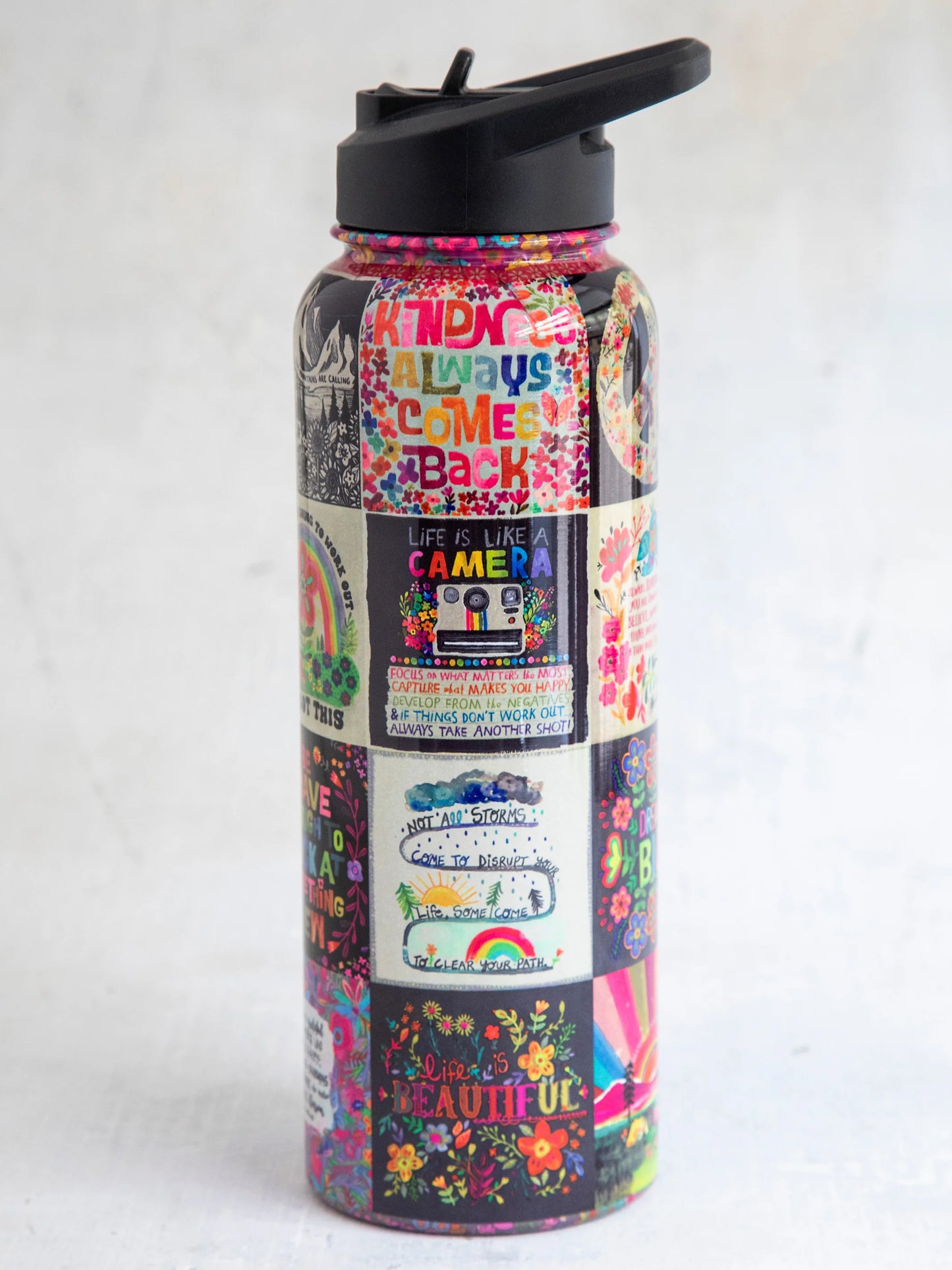 XL Stainless Steel Water Bottle - Chirp Patchwork