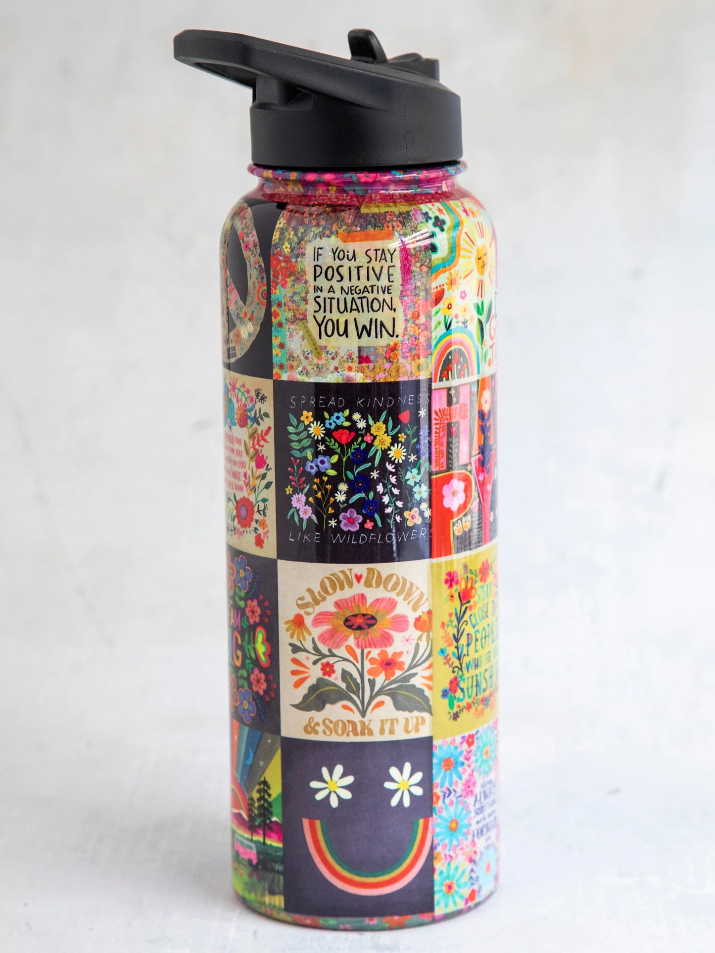 XL Stainless Steel Water Bottle - Chirp Patchwork